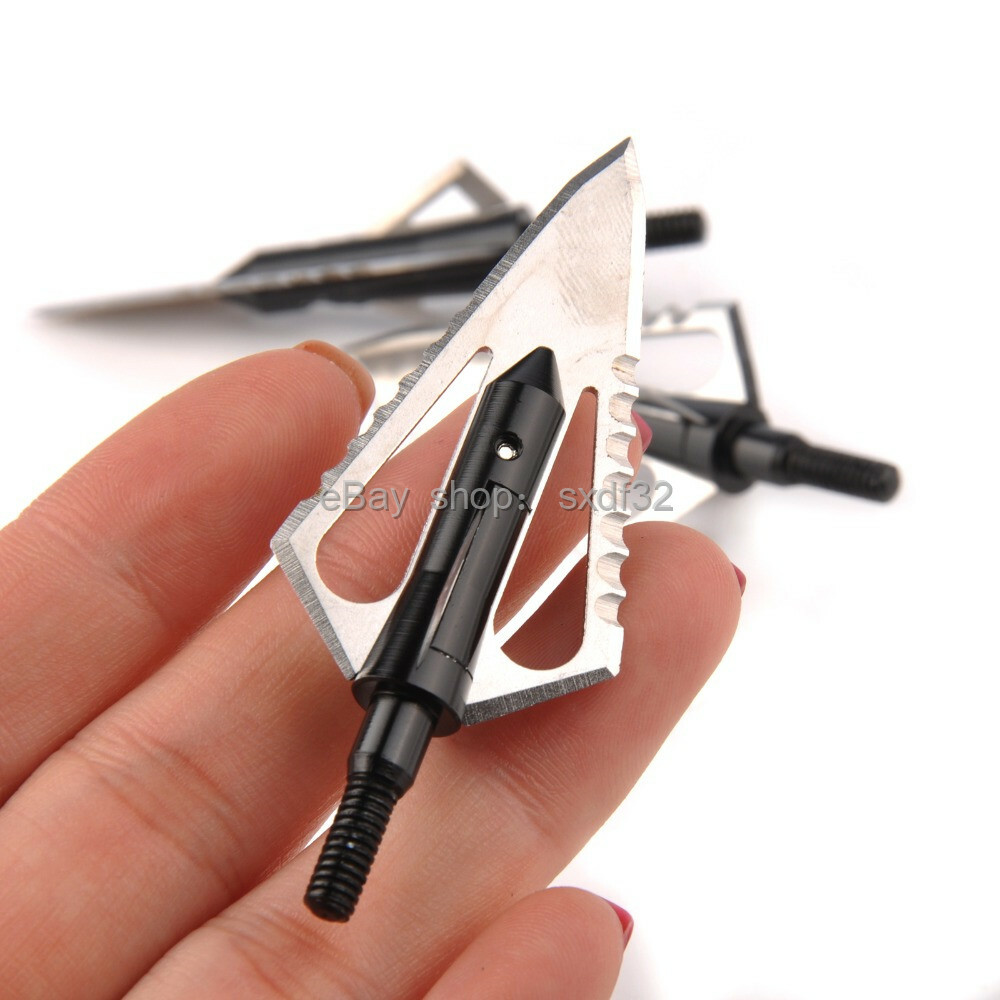 3/6/12Pcs 100Grain Bow 4 Sharp Fixed Blade Arrow Head Arrowhead Archery Shooting