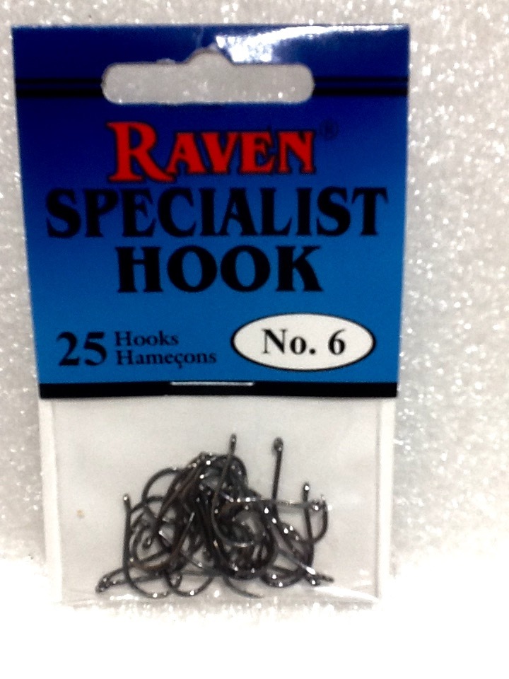 Raven Specialist Hooks, One 25 Pack, Size 6