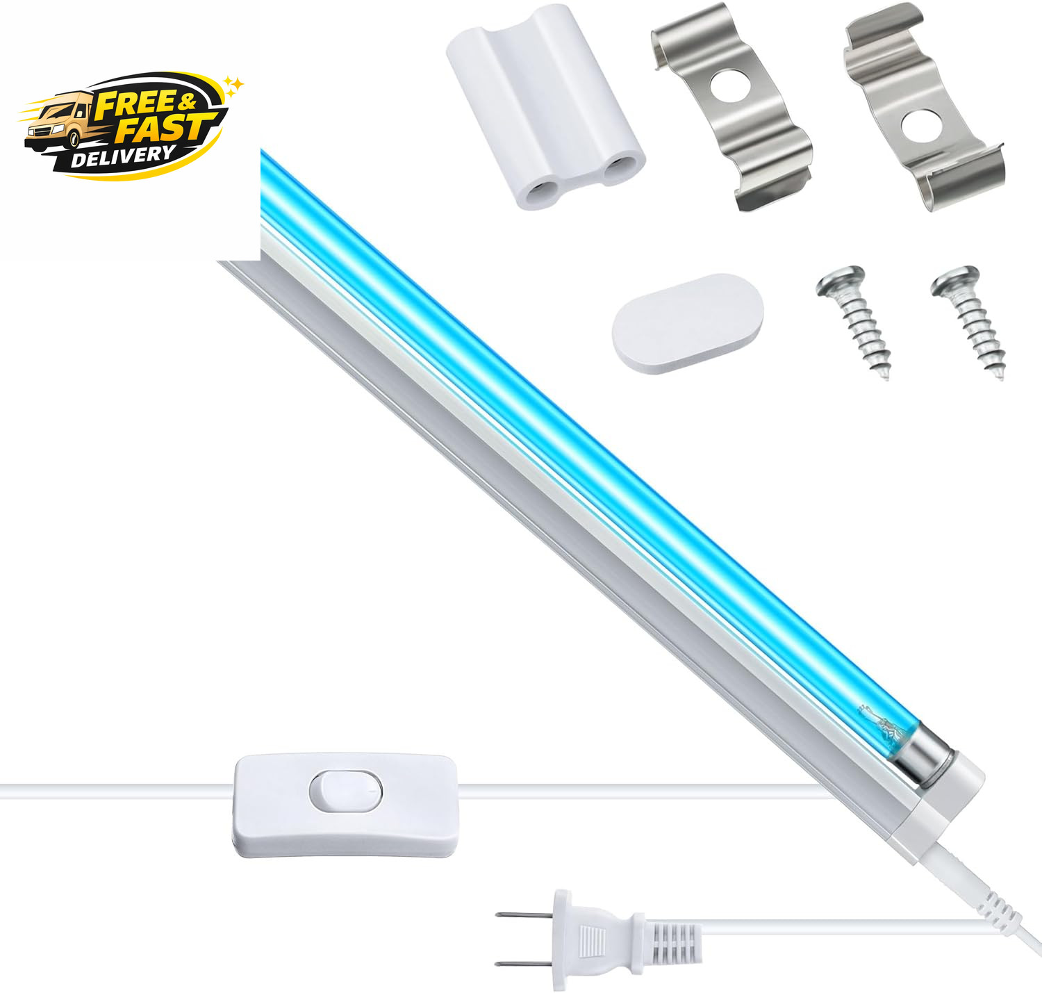 1 Pack UV Lamp Ozone Free, 253.7Nm Wavelength UVC Germicidal Lamp 110V /Off