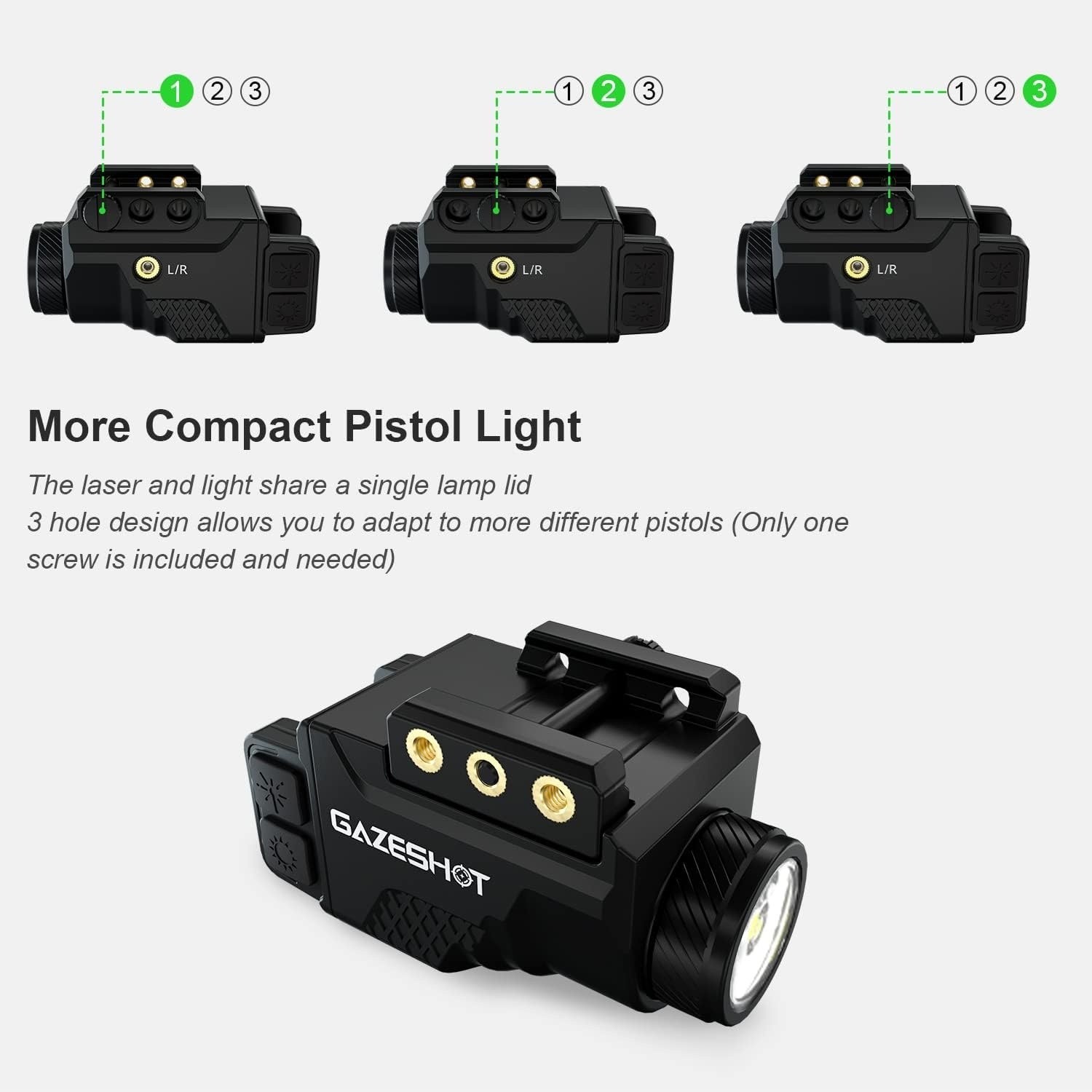 Mini 700 Lumen Pistol Light Laser Combo Weapon Light Tactical Flashlights, Black