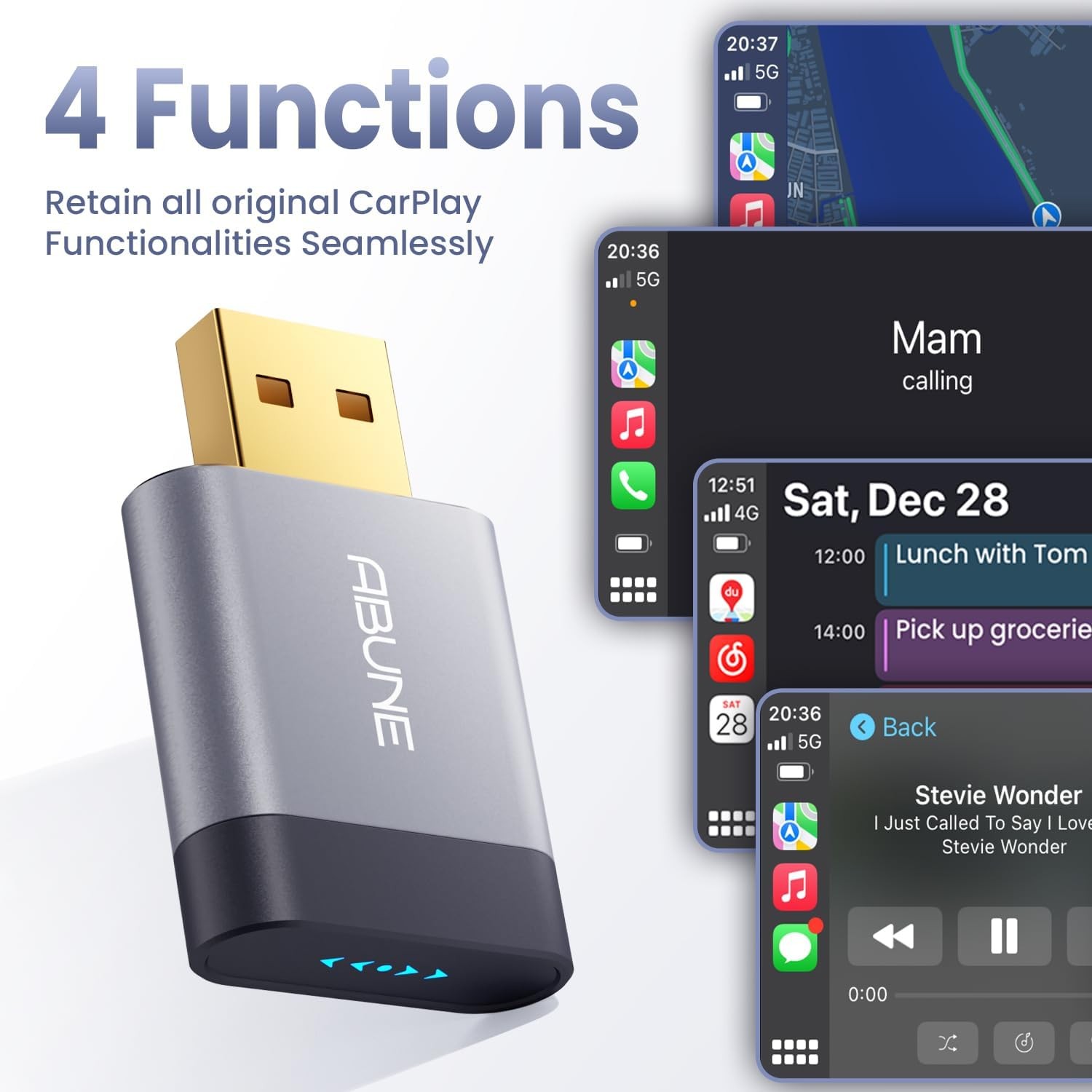 2025 Mini Wireless CarPlay Adapter for iPhone & Android Auto, Easy to Use Blu...