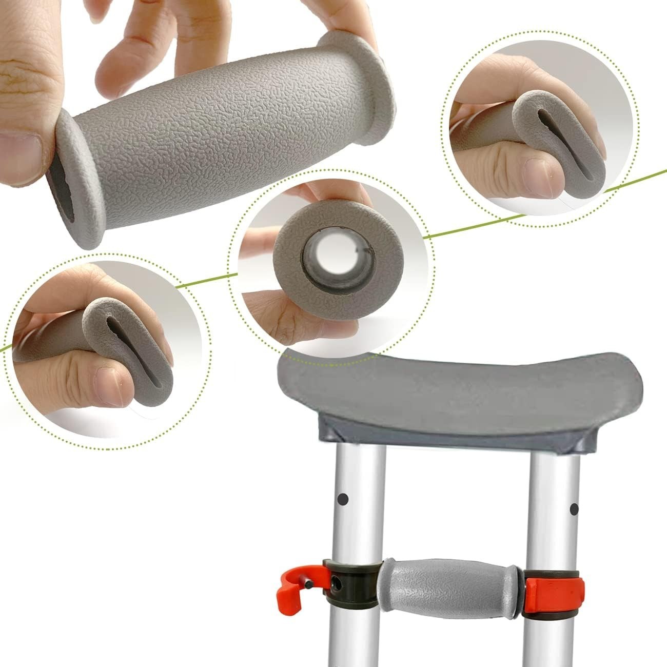 Crutch Solid Hand Grips Kit - 2 Durable Replacement Handles for Comfort & Safety