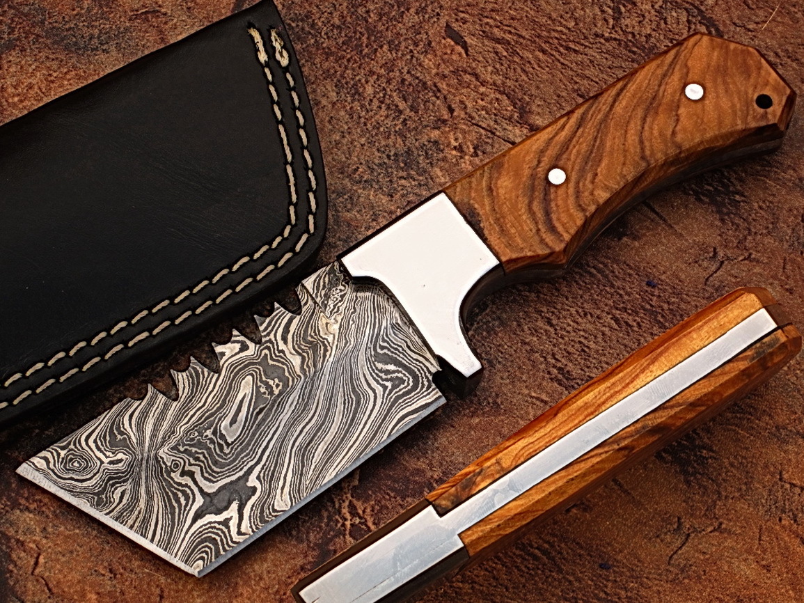 CUSTOM MADE DAMASCUS STEEL W/OLIVE WOOD HANDLE (DM-2203)