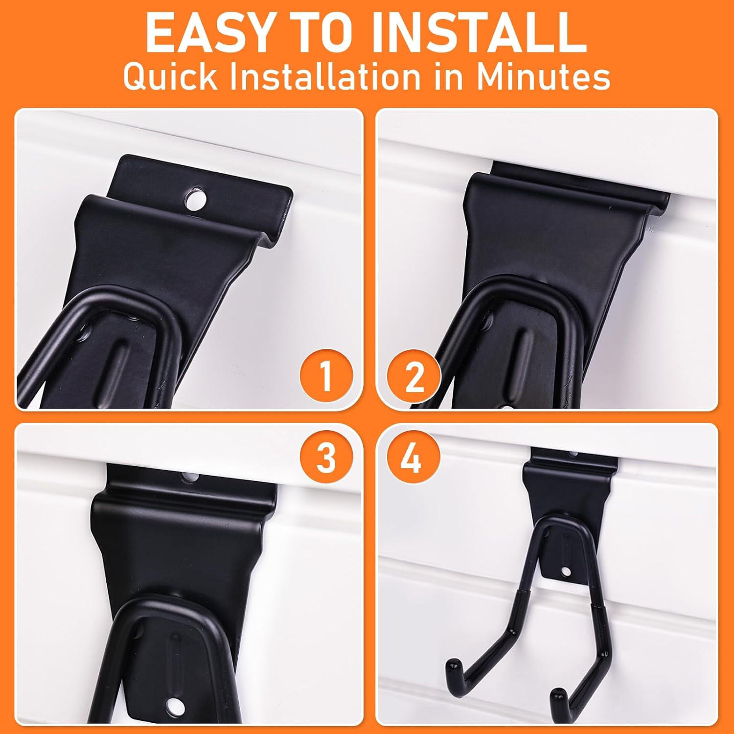 24 Pack Heavy Duty Slatwall Hooks, Black Slatwall Panel Accessories Assortment,