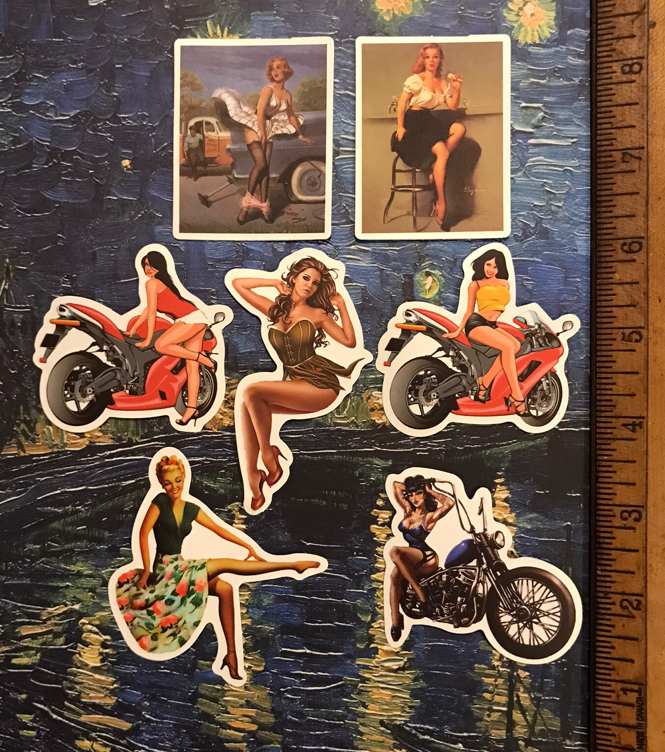 HOT WOMEN BIKE WOMAN CAR MOTORBIKES RETRO STYLE LADIES S17 STICKER LOT STICKERS