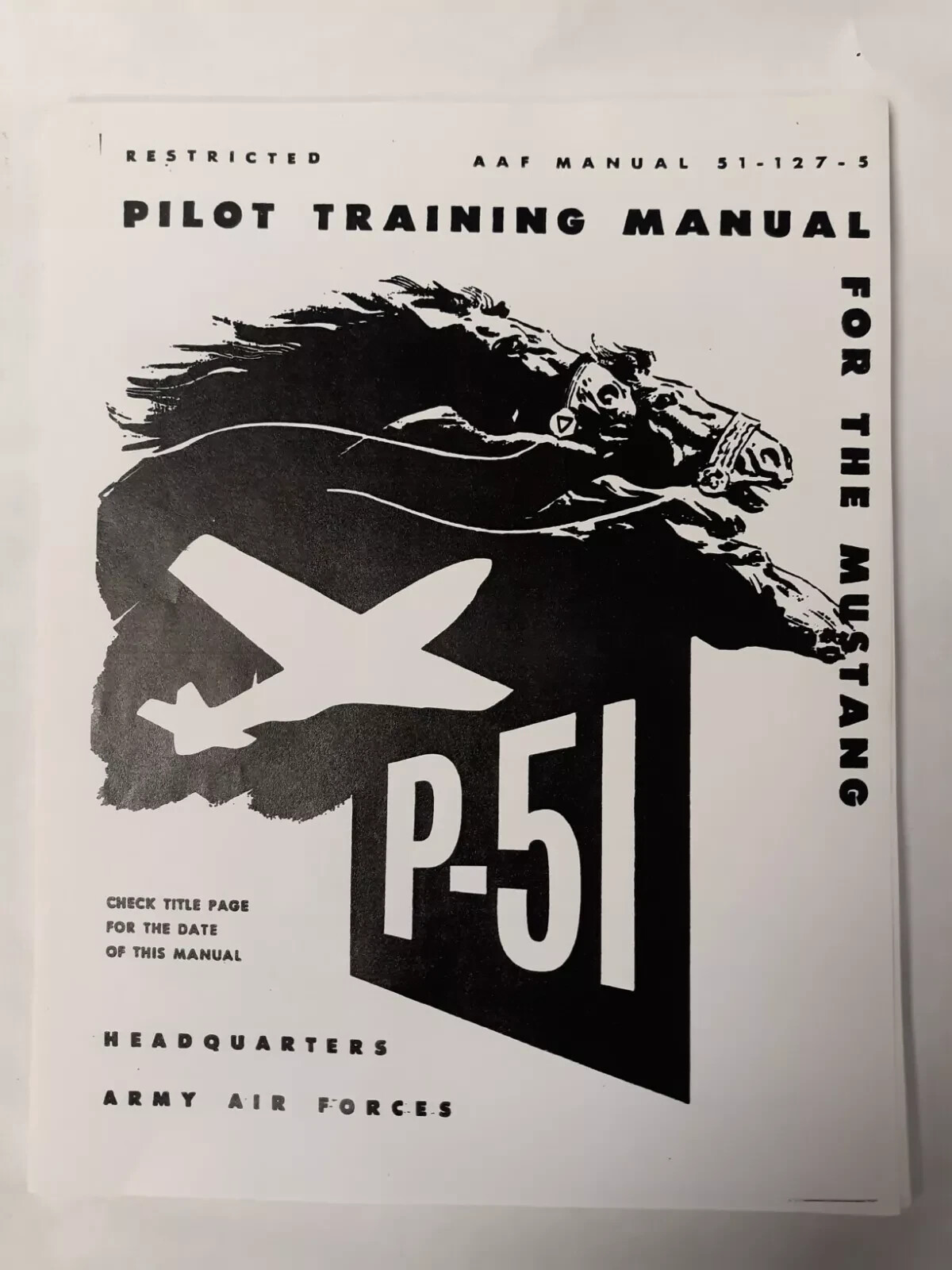 North American Model P-51 Mustang Airplane Pilot Training Manual Copy 1945