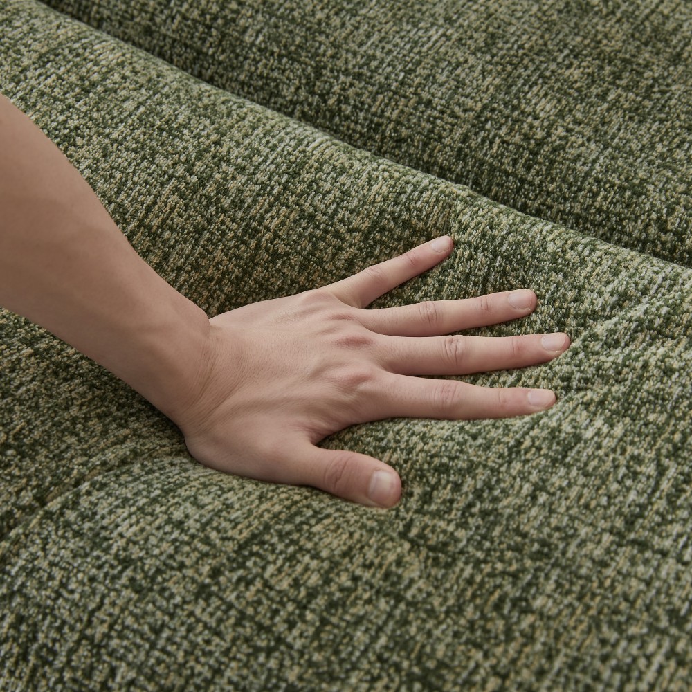 3 Seater Compressed Sofa Sectional, No Assembly, Chenille Fabric, Green