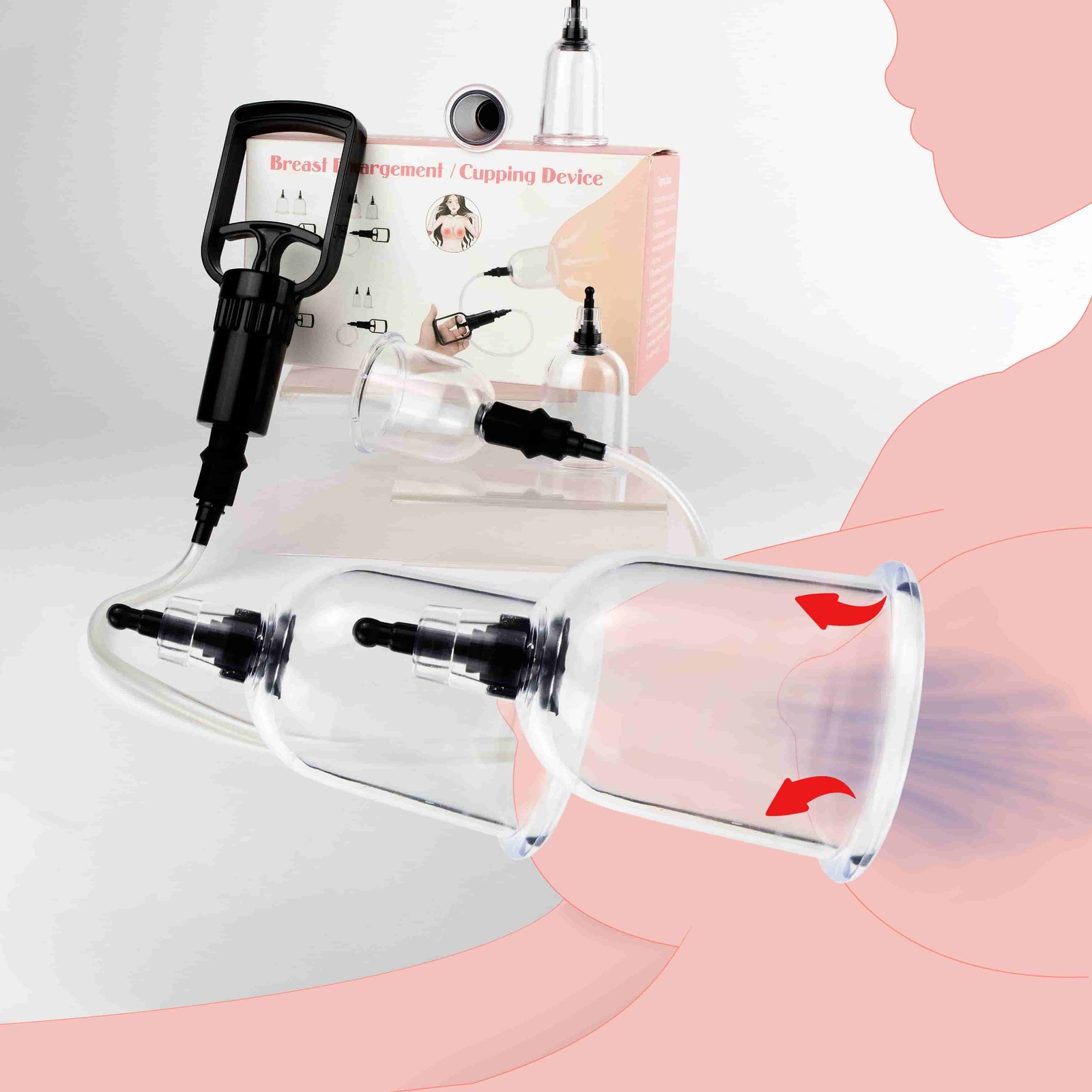 Manual Vacuum Breast Enhancer Sucker Suction Cup Enlargement Pump Suction 8PCS