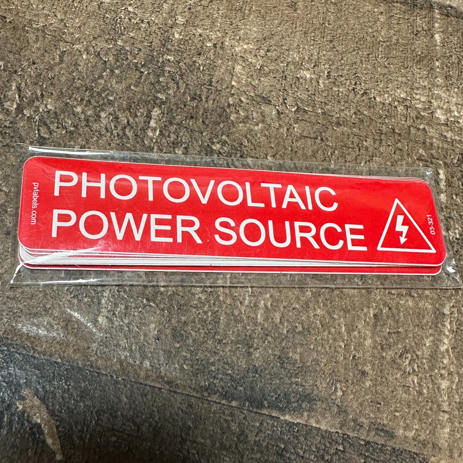 1" x 4" Photovoltaic Power Source Labels 03-321 Solar PV System Pack of 10 USA