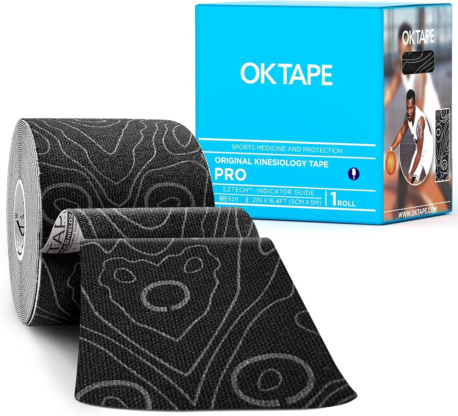 OK TAPE PRO Kinesiology Tape Uncut Roll, Elastic Physical Therapy Athletic Ta...