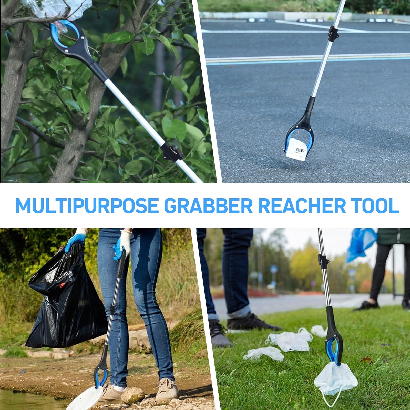 32" Grabber Reacher Tool – 3 Pack Foldable Reacher Grabber Pickup Tools for S...
