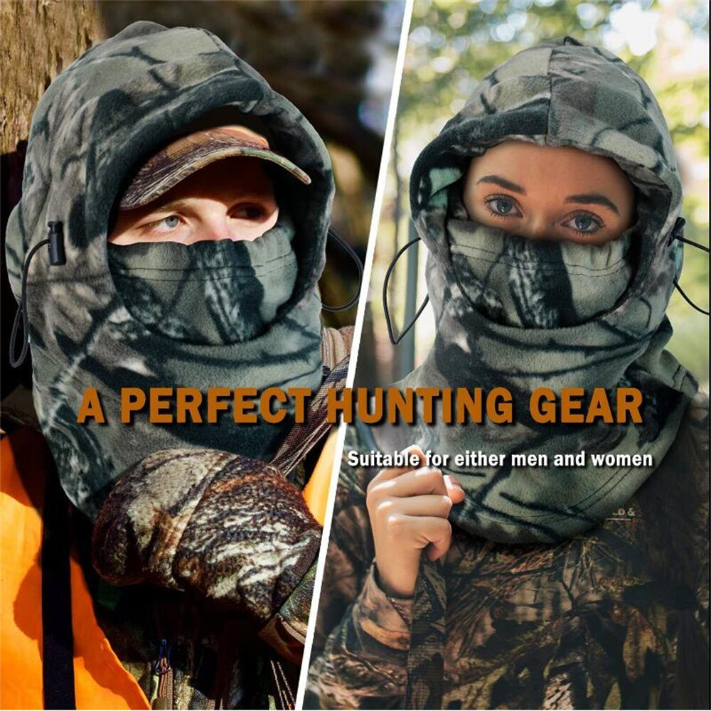 Balaclava Face Mask Fleece Fishing Hunting Ski Windproof Camo Hood Neck Cover US