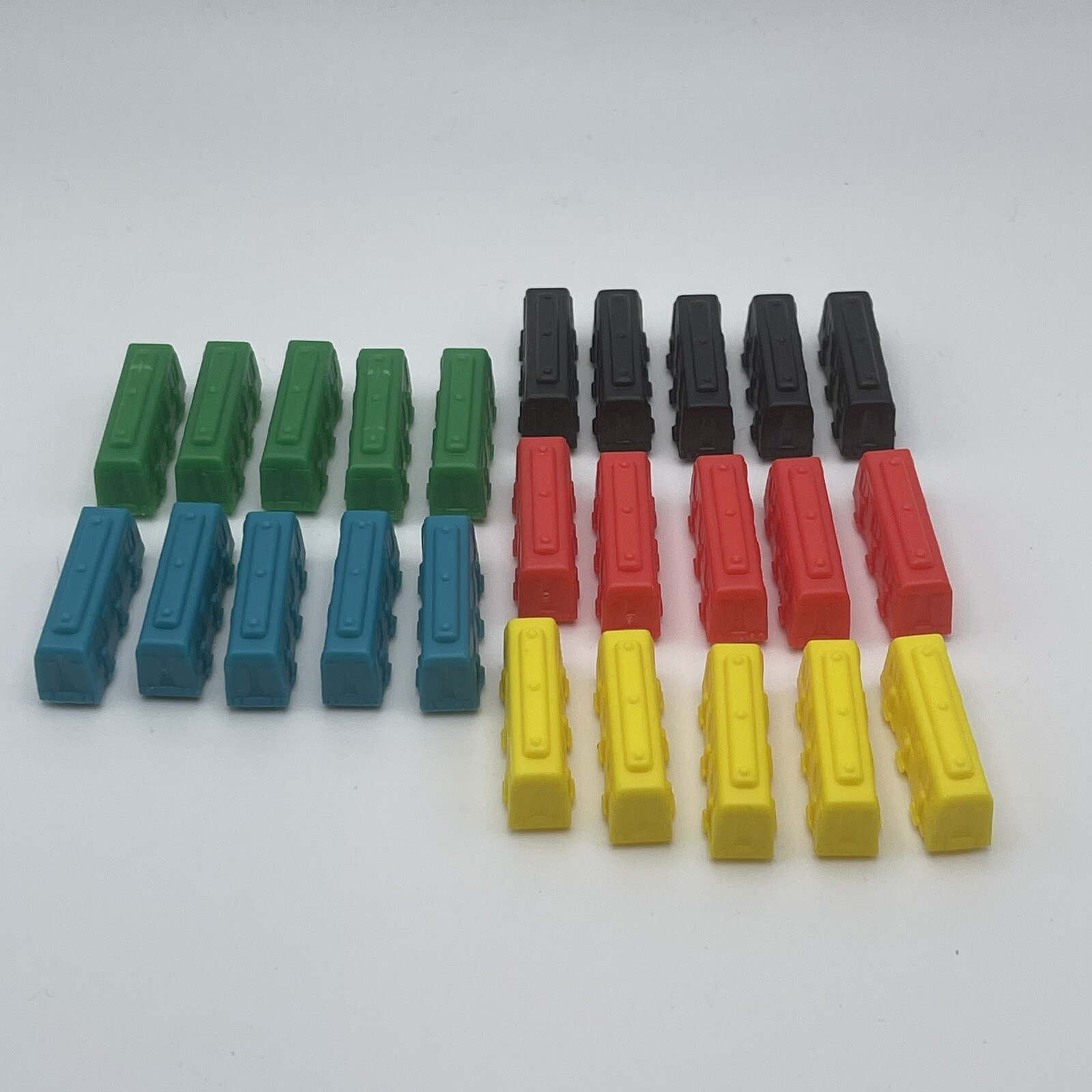 25 TRAIN CARS From TICKET TO RIDE Game 5 of Each Color Replacement Pieces Parts