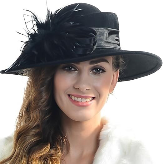 Women Wool Felt Dress Party Hats for Fall, Winter Church Hats 1920s 1950s 60s