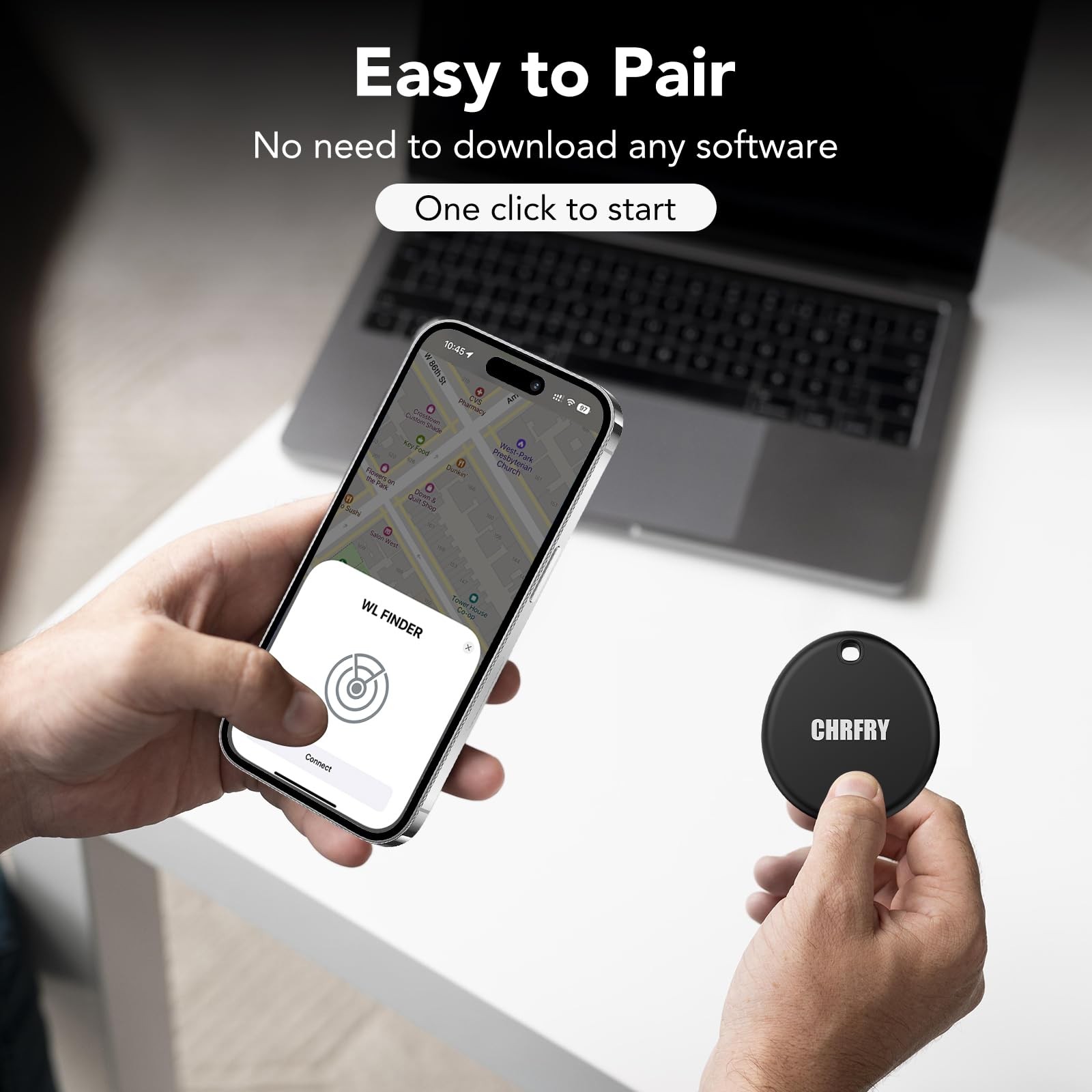 Tracker -2 Pack, Smart Bluetooth Item Finder 2 PACK, Black and White