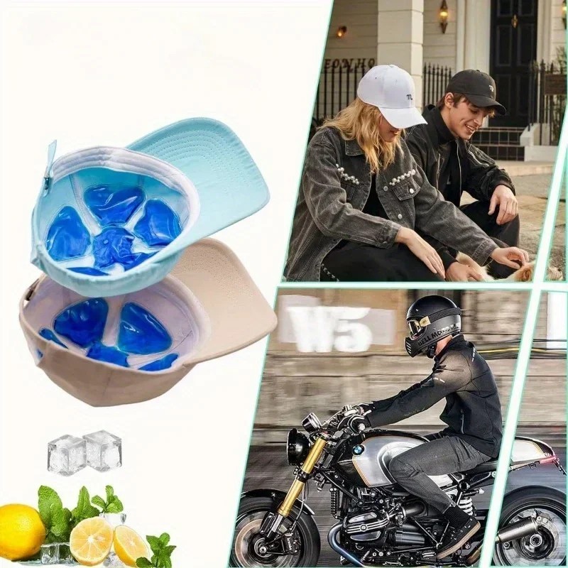 Blue PVC Gel Ice Pack - Adjustable Cooling Pad for Helmets & Hats | Reusable Col