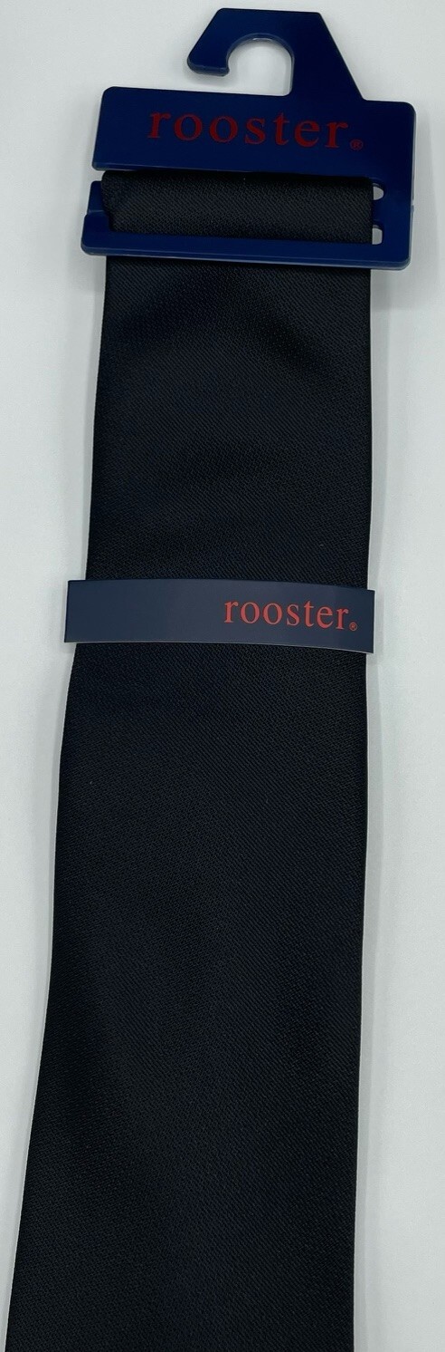 ROOSTER Men's Tie ~ 100% Microfiber Polyester ~ Black ~ Solid Pattern ~ NEW!