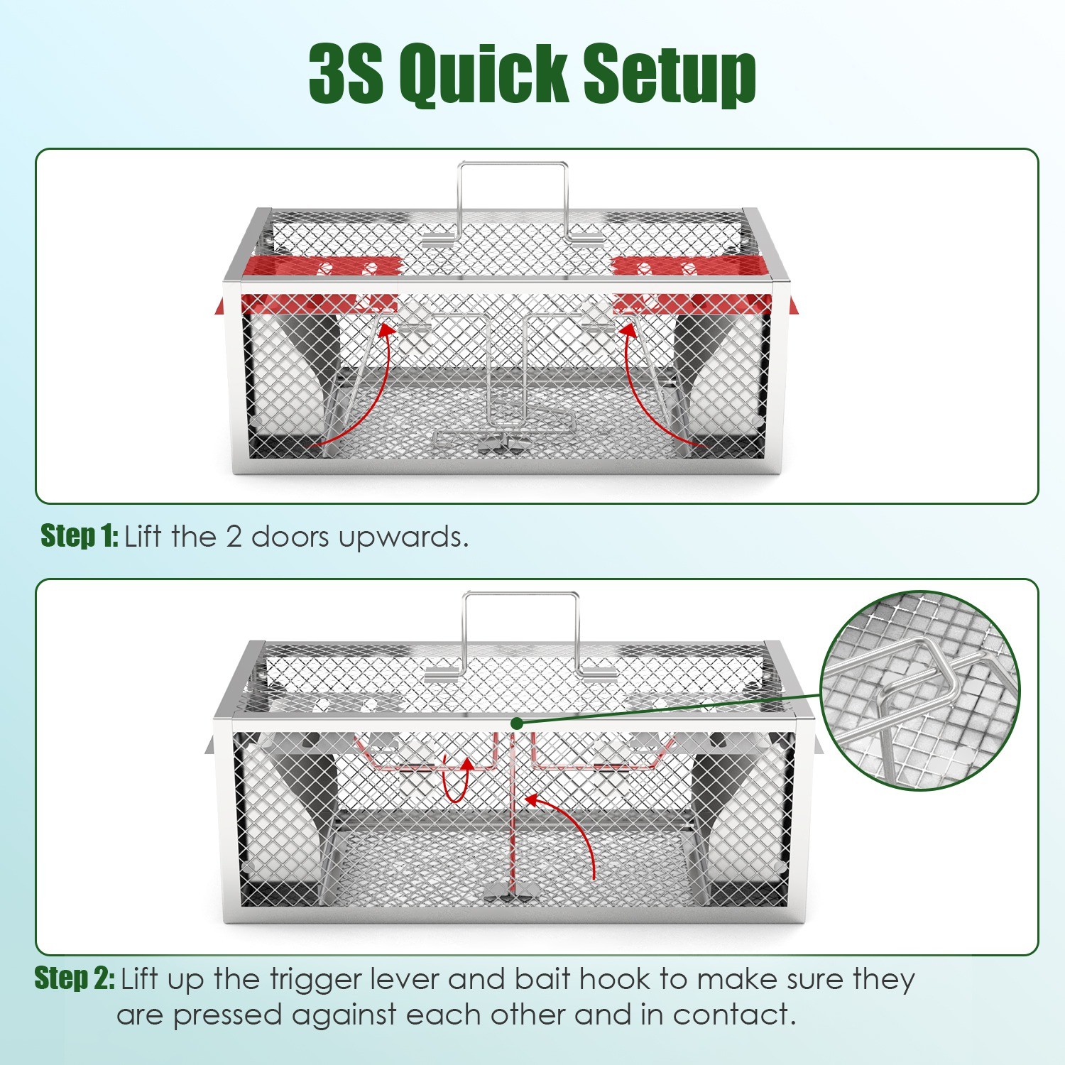 2Pcs Humane Live Mouse Traps Automatic Continuous Catching Rat Trap for House