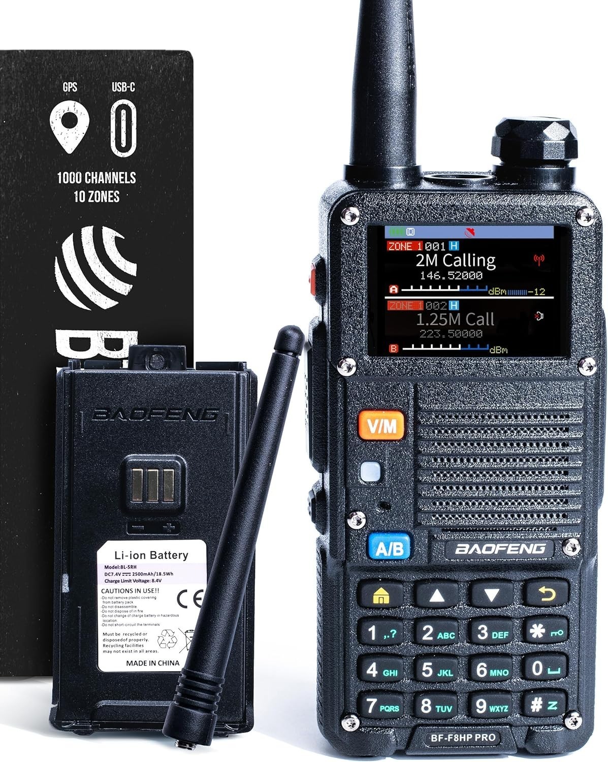 BF-F8HP PRO 10 W Tri-Band Two-Way Radio – UV-5R 7th Gen, 1000 Channels, GPS & NO