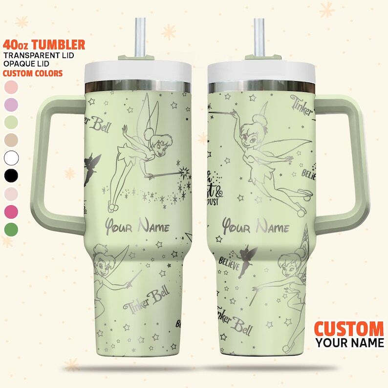 Custom Disney Neverland Tinkerbell Pixie Dust Tumbler, Personalized Name tumbler