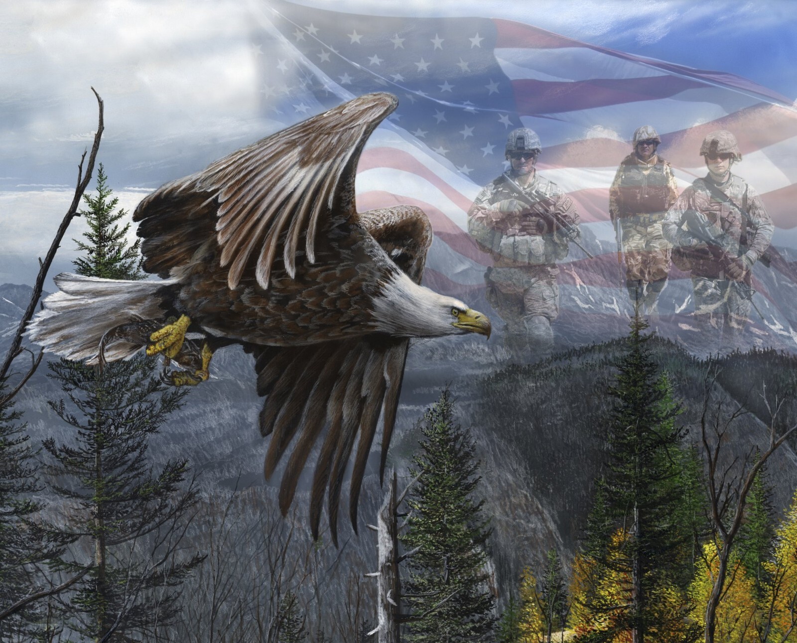 Free Like an Eagle ~ Patriotic, American ~ David Textiles Fabric Panel