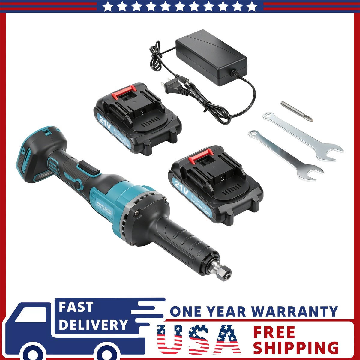 21v Cordless Die Grinder 26000 RPM Brushless With 1/4" Bit W/ 2PC Li-ion Battery