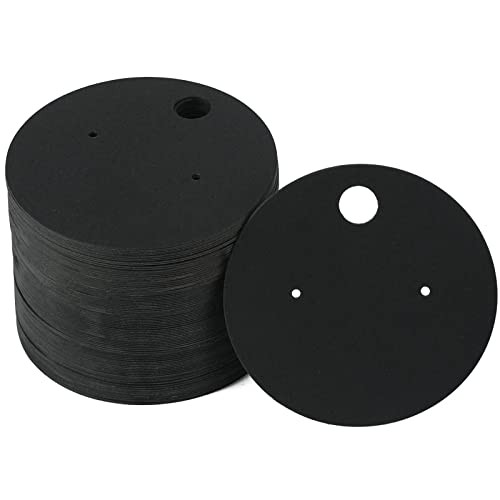 100Pcs Earring Cards, 2In Round Earring Display Holder Cards, Kraft Black