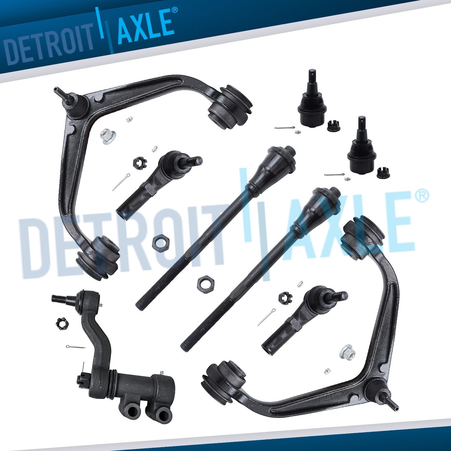 9pc Front Control Arms Tie Rods Kit for 2011-2019 Silverado Sierra 2500 3500 HD
