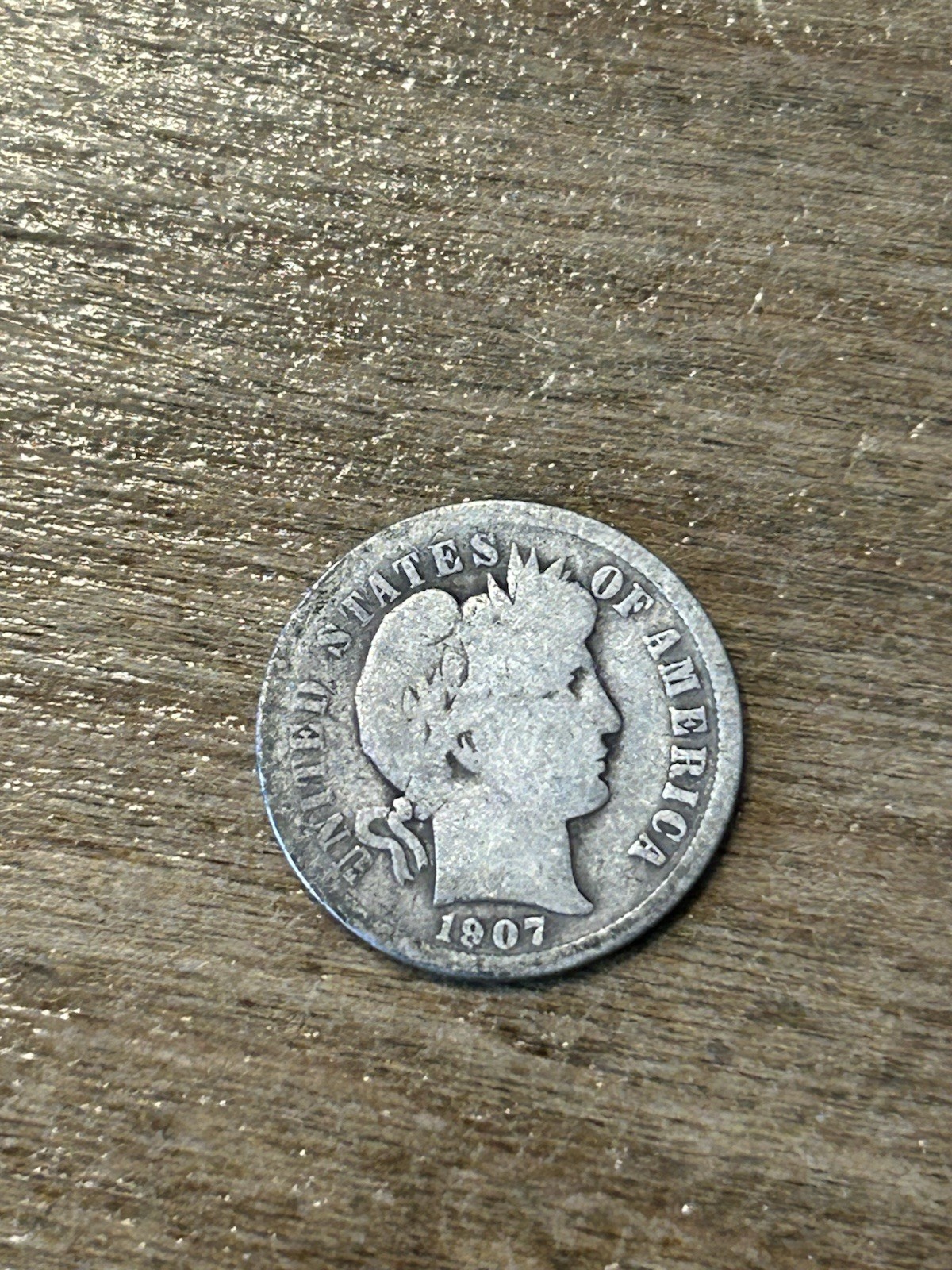 1907 Barber Dime G+