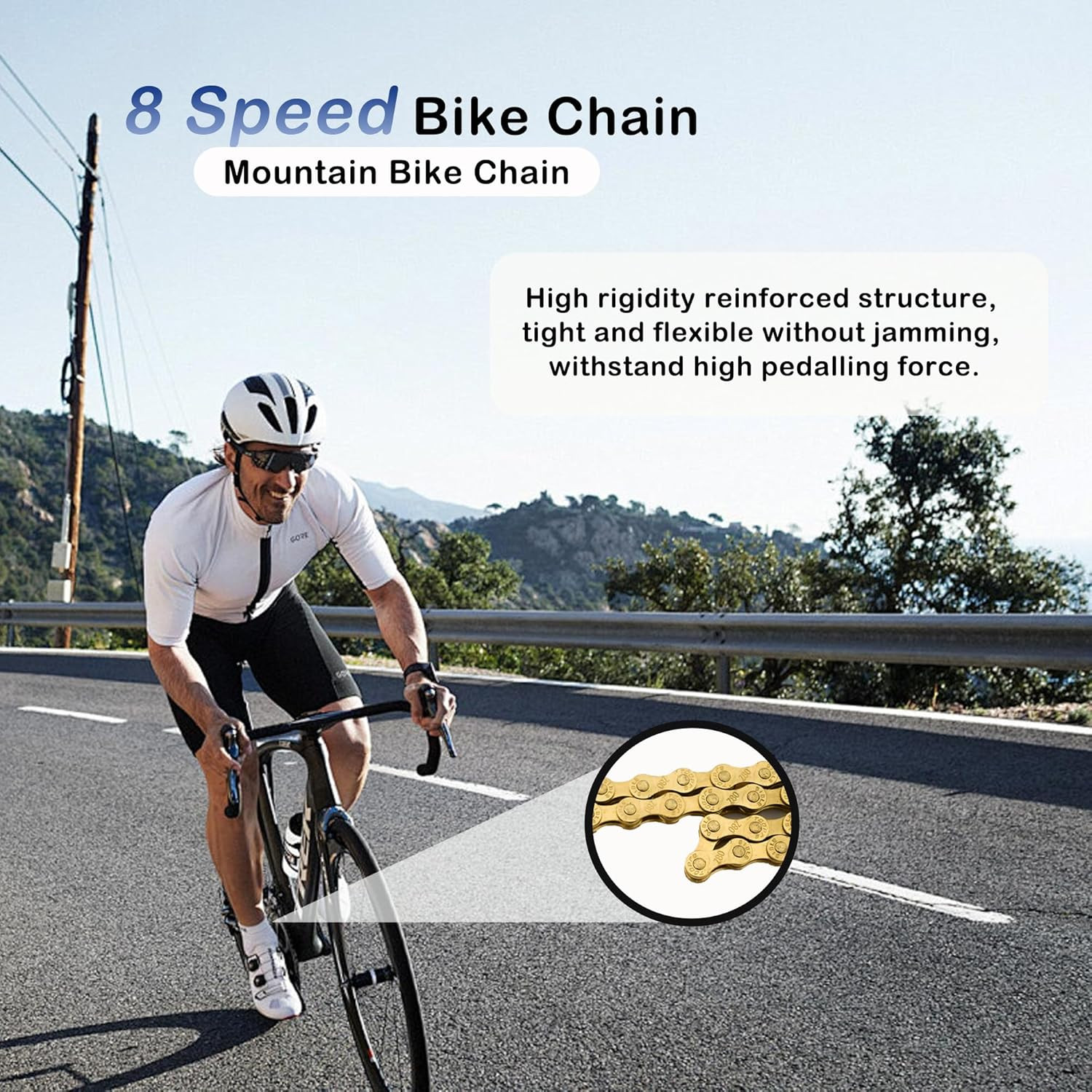 6/7/8 Speed Gold Bike Chain, Bicycle Chain Bike Parts Chain Replacement for R...