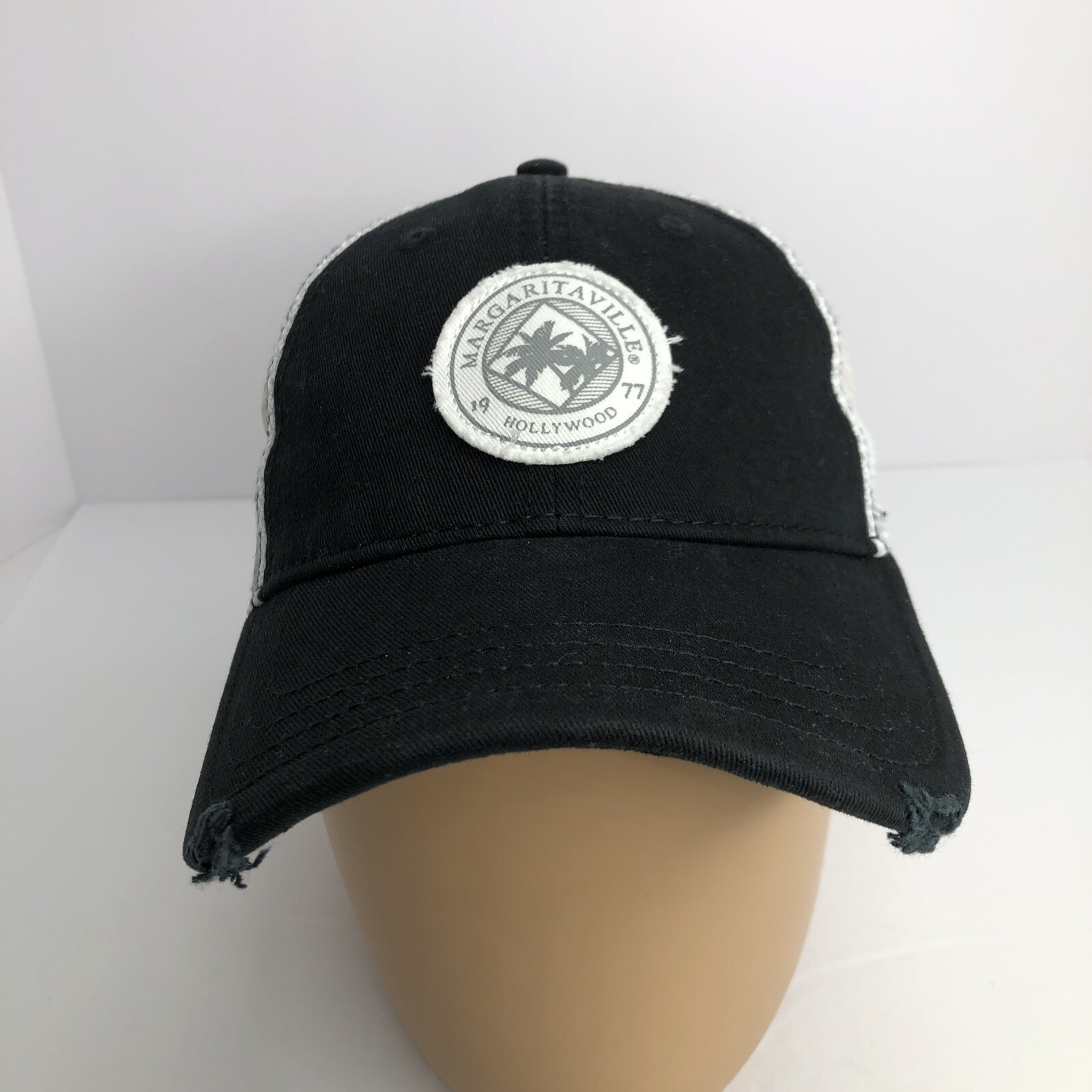 Margaritaville 1977 Hollywood Jimmy Buffet Black White Adj. Trucker Hat Cap New