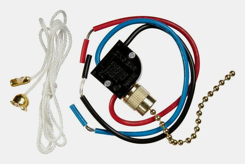 Jandorf Lighting Lamp PULL CHAIN SWITCH Brass 2-Circuit 3 Way 4 Position 61200