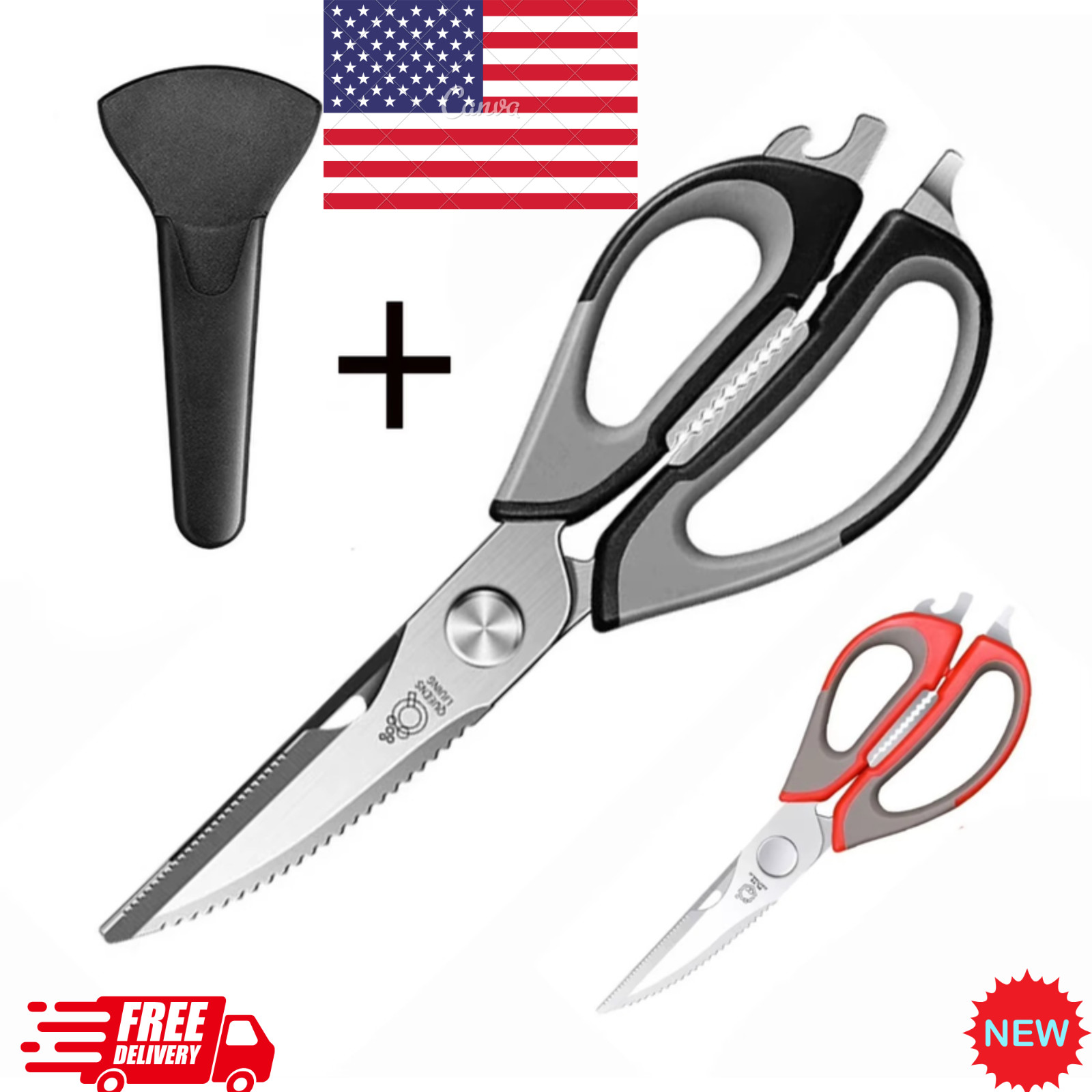 Stainless Steel Kitchen Shears Heavy Duty Utility Kitchen Scissors Free Shipping
