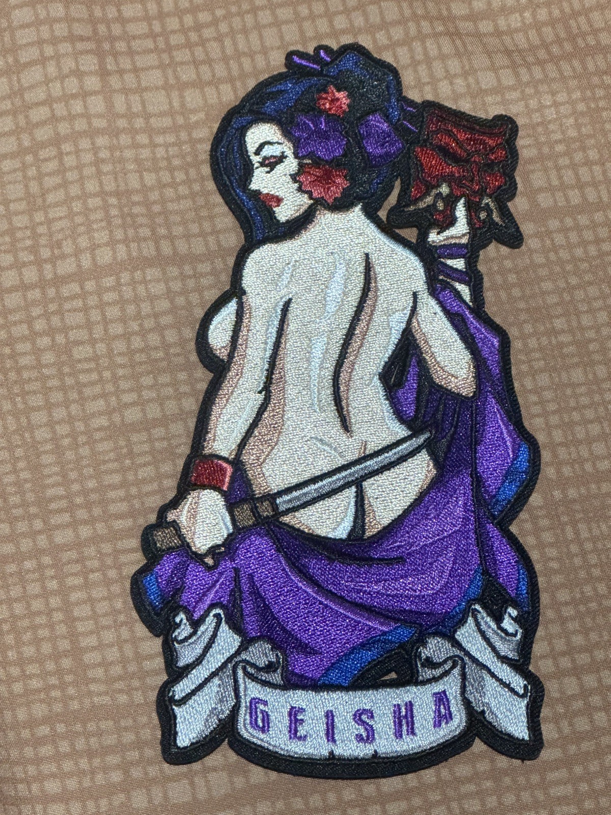 Grumpy Pencil Geisha Pin Up Embroidery Morale Patch