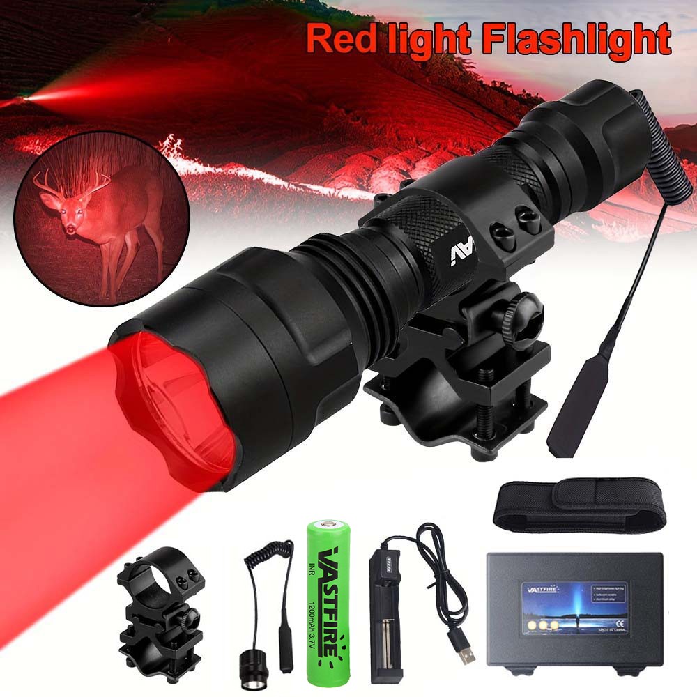 Outdoor LED Flashlight Torch Red Night Light Hunting 2in1 Scope Mount 20mm Rail