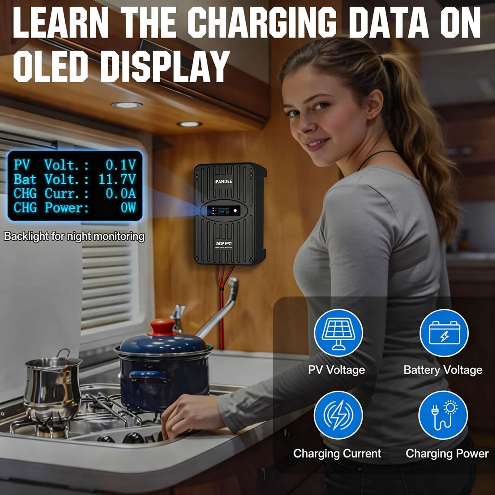 MPPT Solar Charge Controller 40A with Bluetooth 100VDC 12V/24V For Solar Panles
