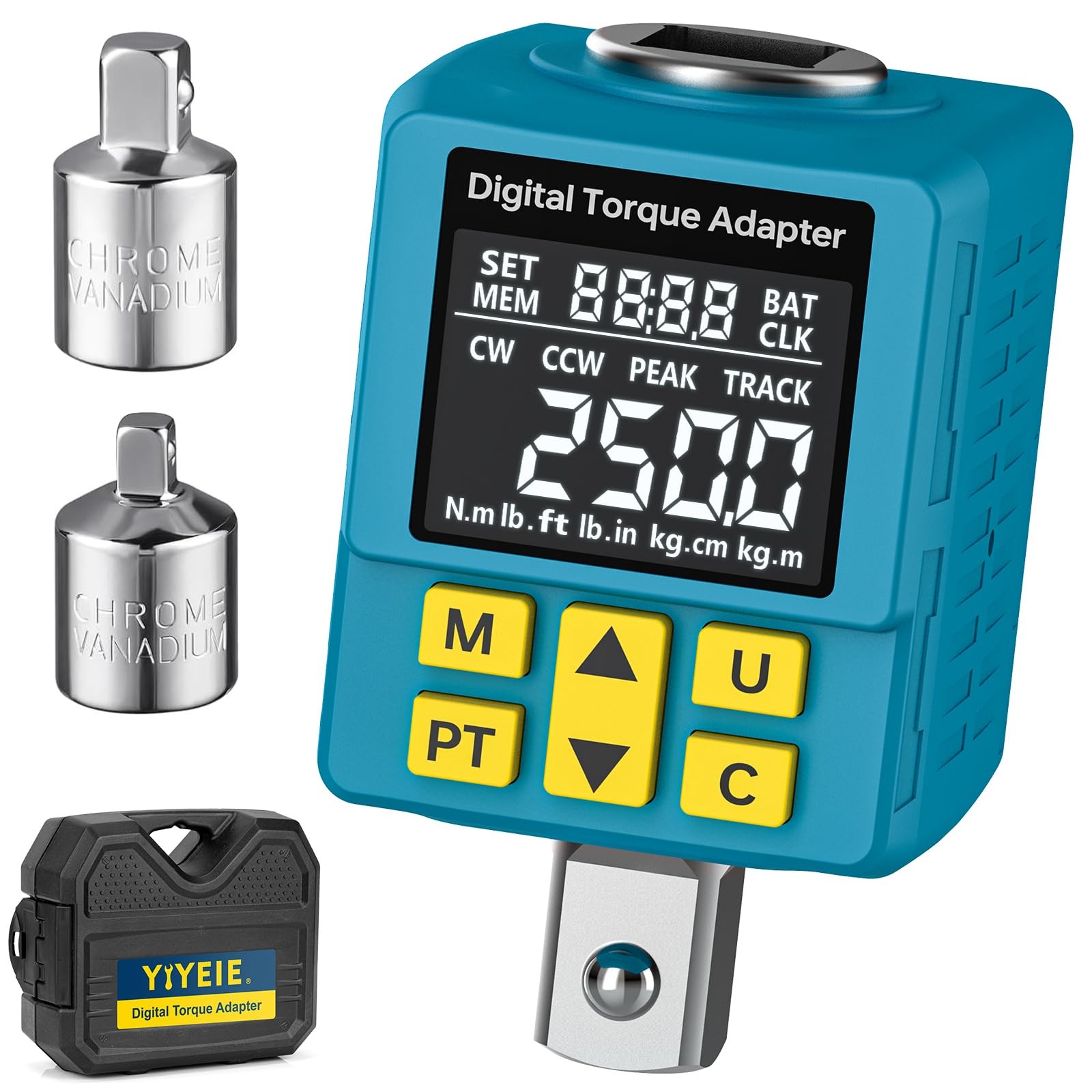 Adaptador Torque Digital 1/2 250ft/lb 340Nm Ratchet a Torquímetro ±1 % Precisión