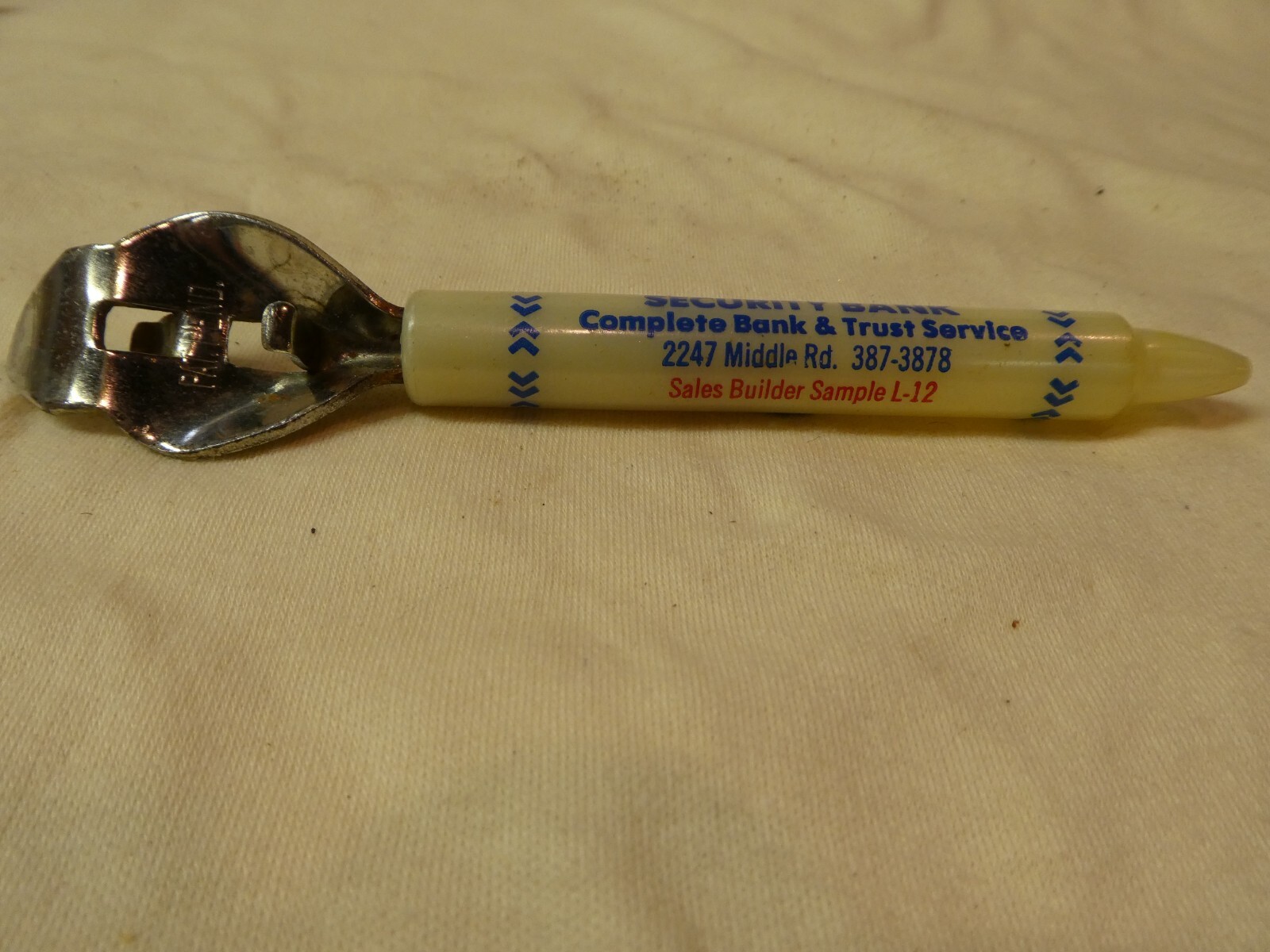 Vintage Security Bank Complete Bank & Trust Bottle Can Opener