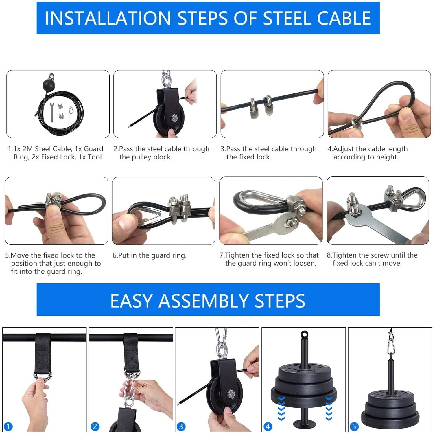 LFJ LAT Pull Down and Lift Weight Pulley System Cable Machine Pulley Attachme...