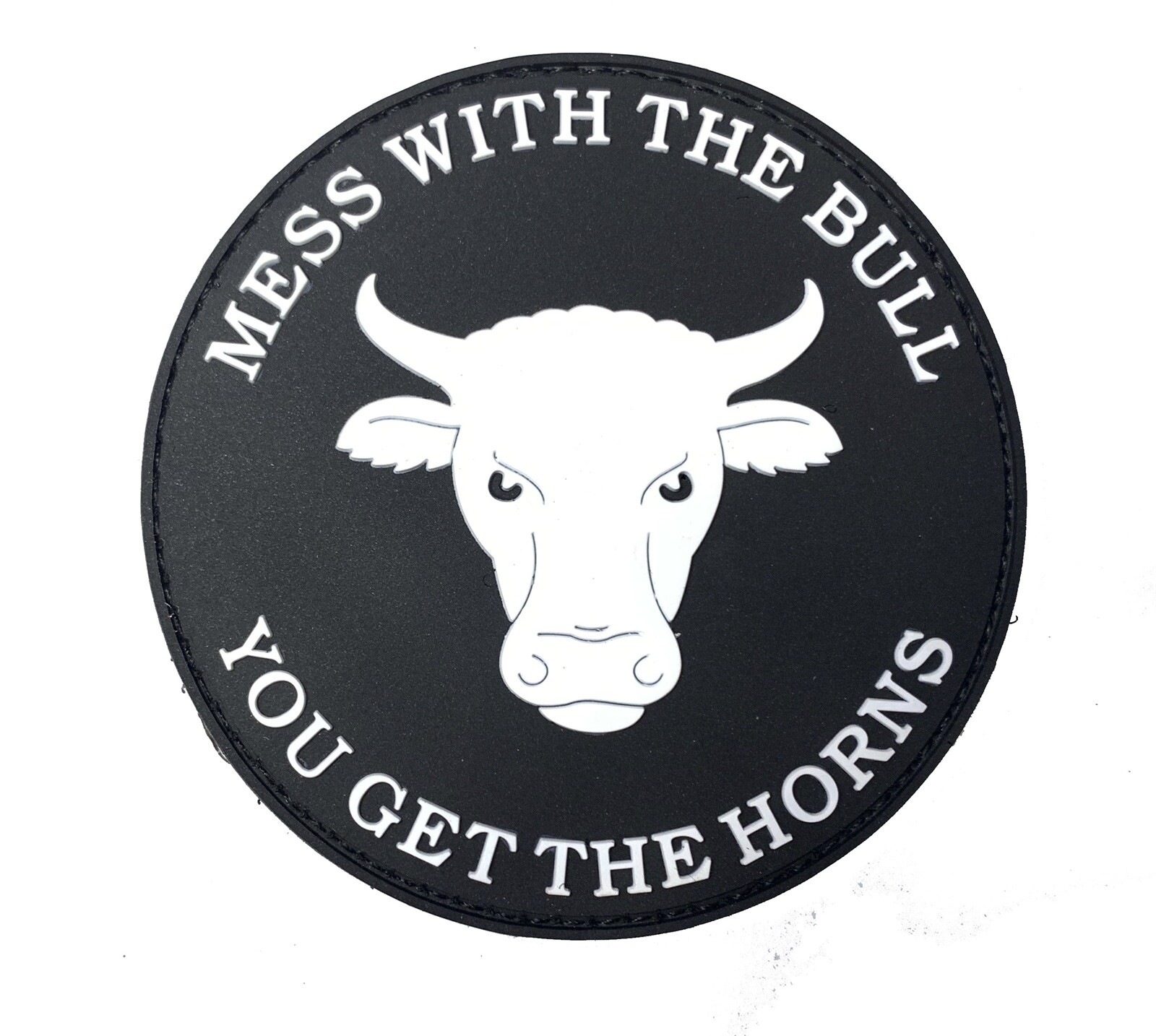Mess With The Bull You Get The Horns Morale Patch Hook And Loop  Round