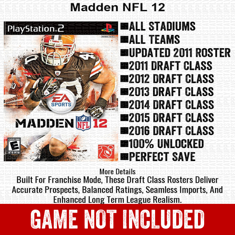 Madden NFL 12 PS2 Playstation Roster Season Player Update Memory Card