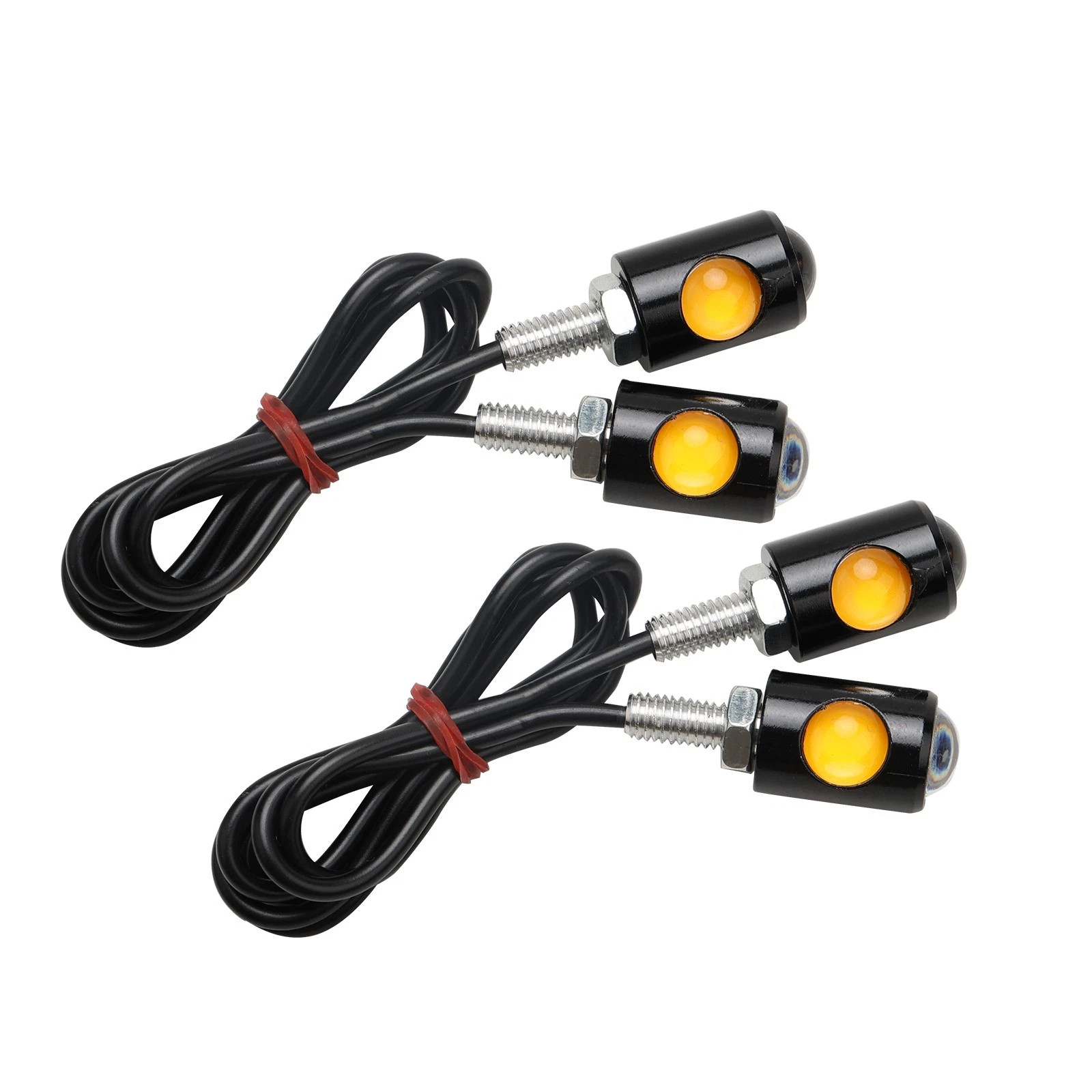 2X Mini LED Motorcycle Turn Signals Indicator Amber Blinker Light Universal Lamp