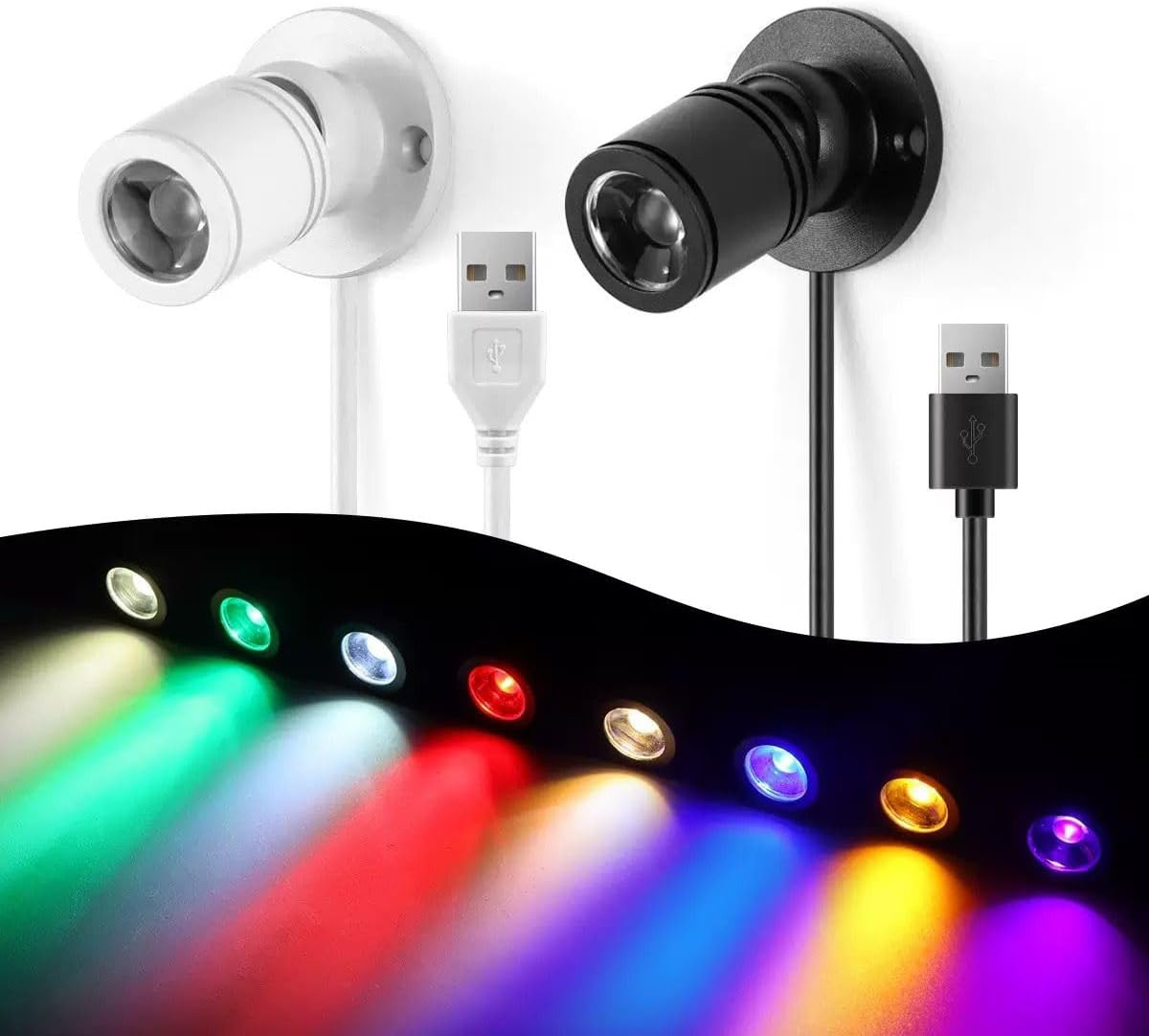 USB Powered Mini Spotlights for Displays 2-Pack – 5V Small LED Spot Lights Indoo