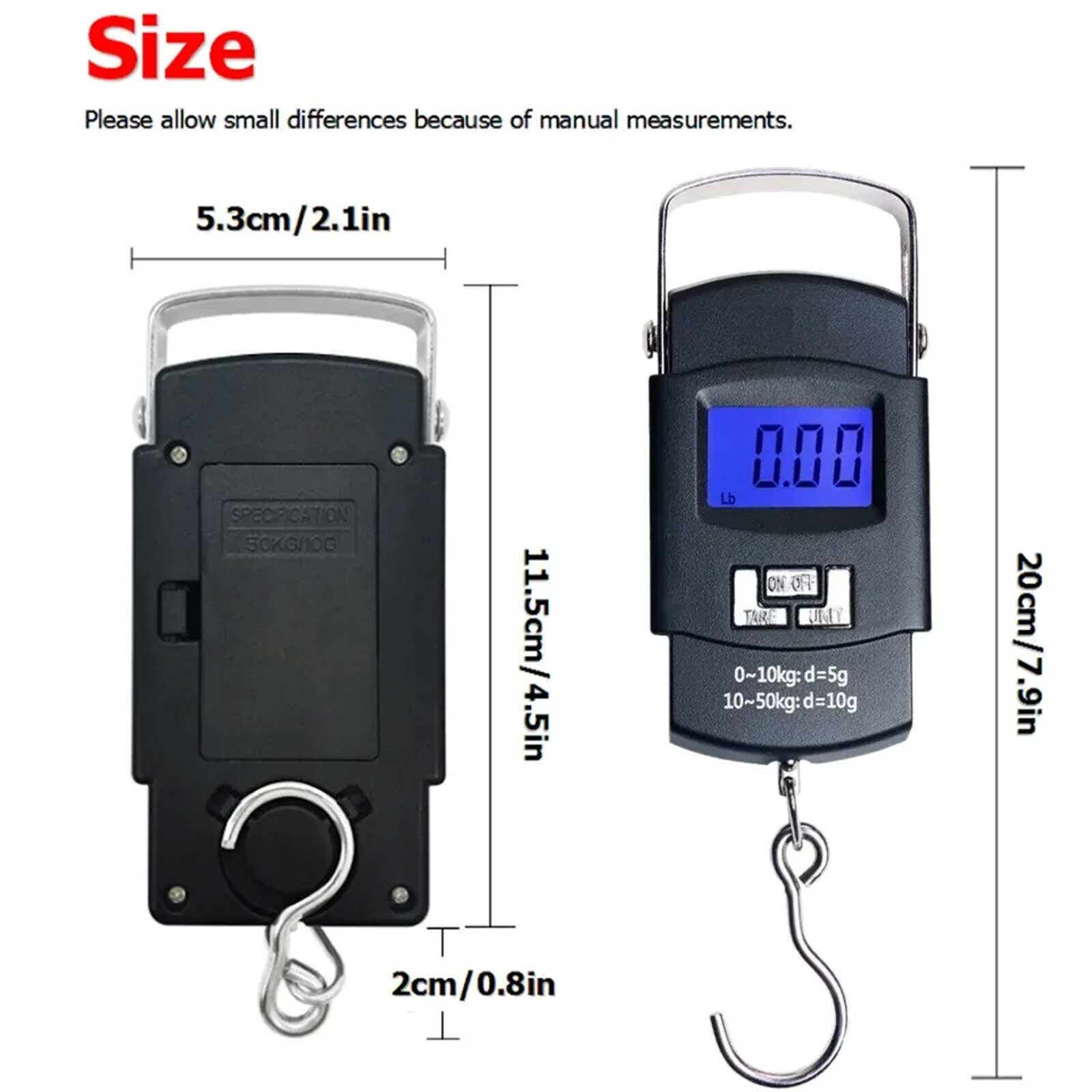 Portable Fish Scale Travel LCD Digital Hanging Luggage Electronic 110lb / 50kg