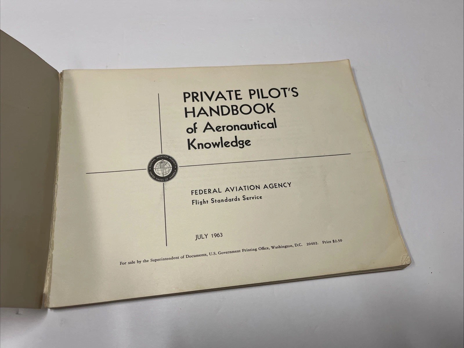 Vintage 1963 Private Pilots Handbook of Aeronautical Knowledge Book