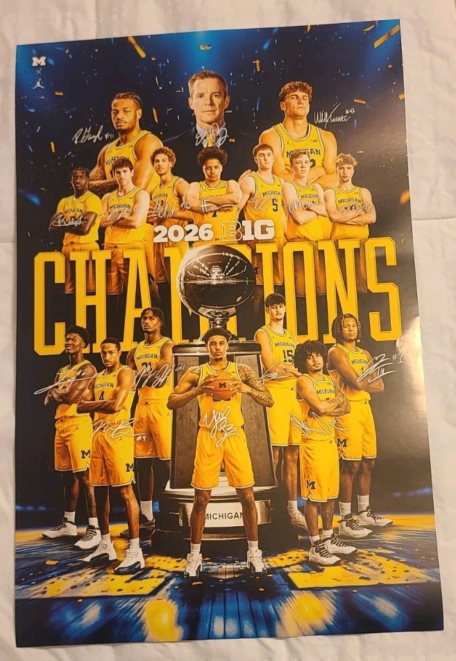 2025/26 Michigan Wolverines Basketball Big Ten Championship Poster New 17" x 11"