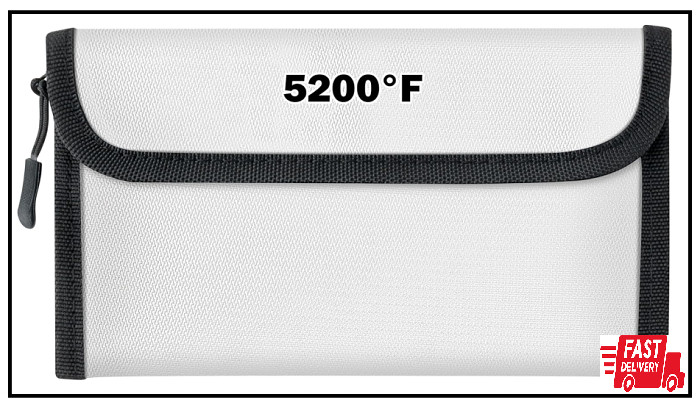 5200°F Fireproof Waterproof Document Bag Money Pouch 3 Layers Heat Insulated
