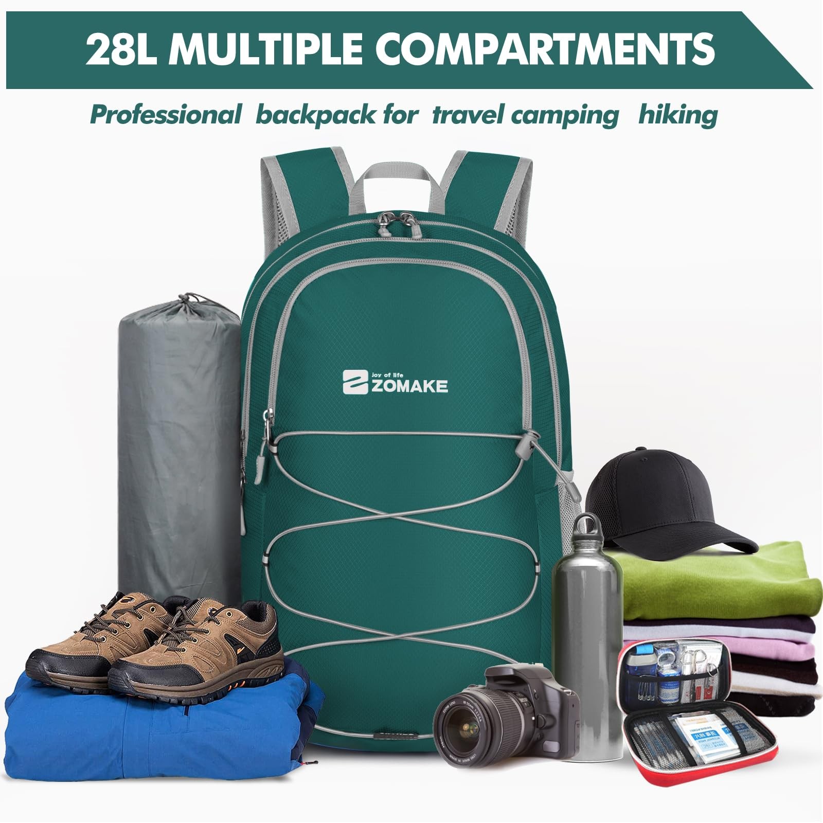 Lightweight Packable Backpack 28L Foldable Backpacks Water Resistant Collapsi...