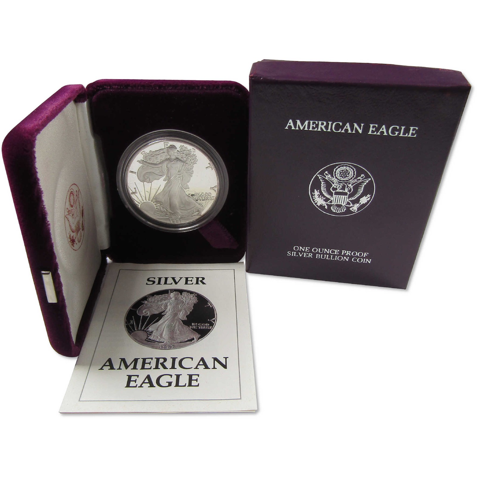 1987 S American Silver Eagle Bullion Proof $1 Coin Collectible OGP COA