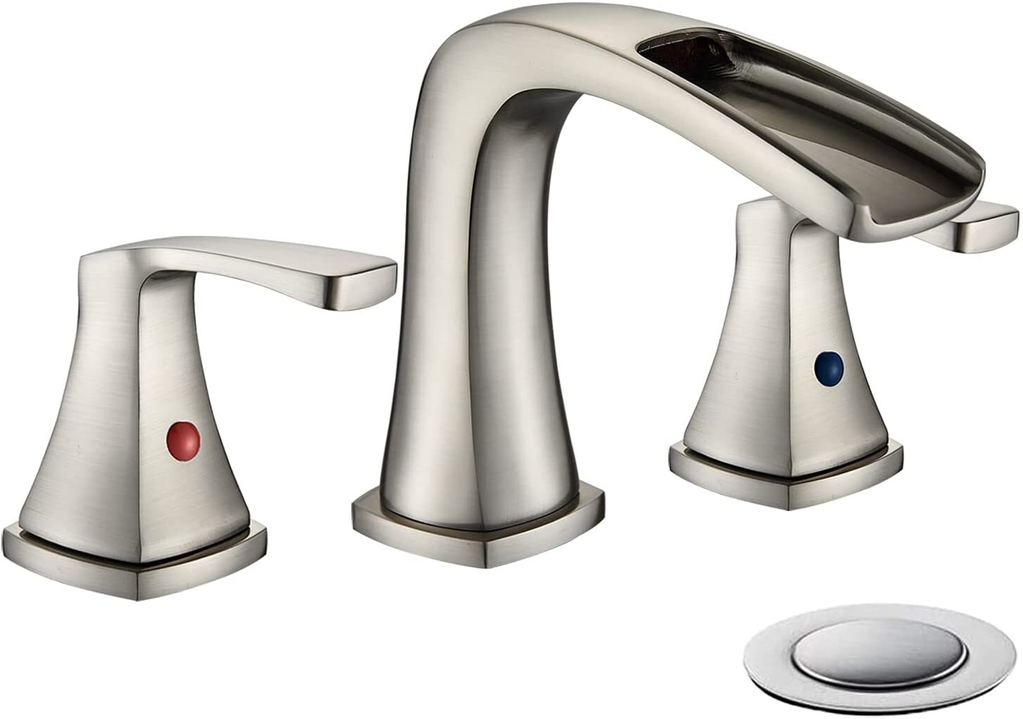 Deck Mount 8'' Waterfall Bathroom Sink Faucet Set 3-Hole W/Pop-up Drain Tub Tap